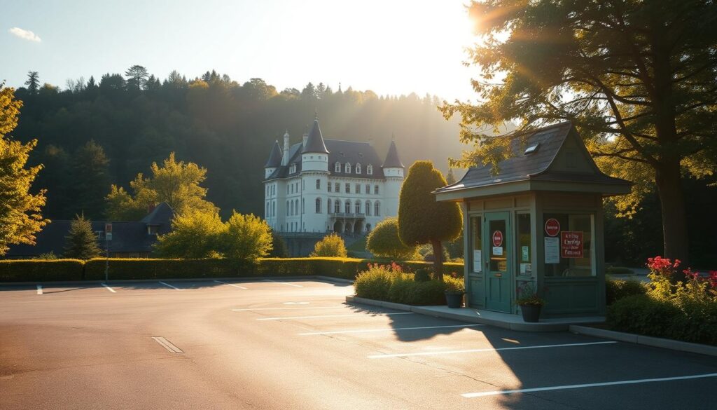 Parkplatz und Kasse Schloss Lichtenstein