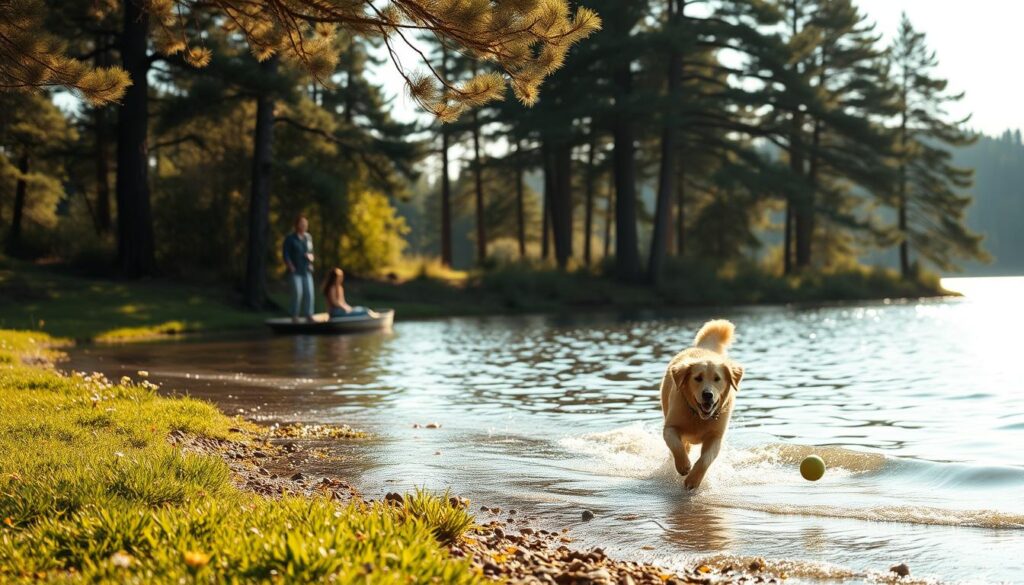 Mit Hund an den See